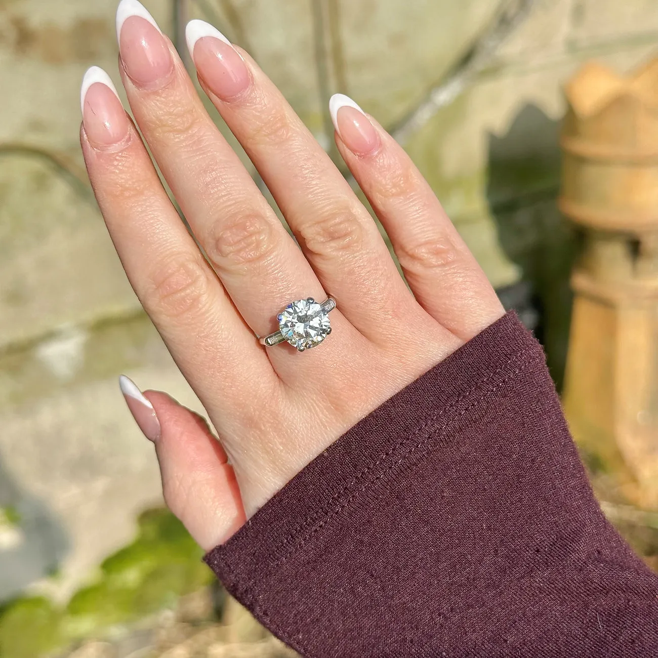 Art Deco Diamond Solitaire Ring 4.66ct Total With Cert