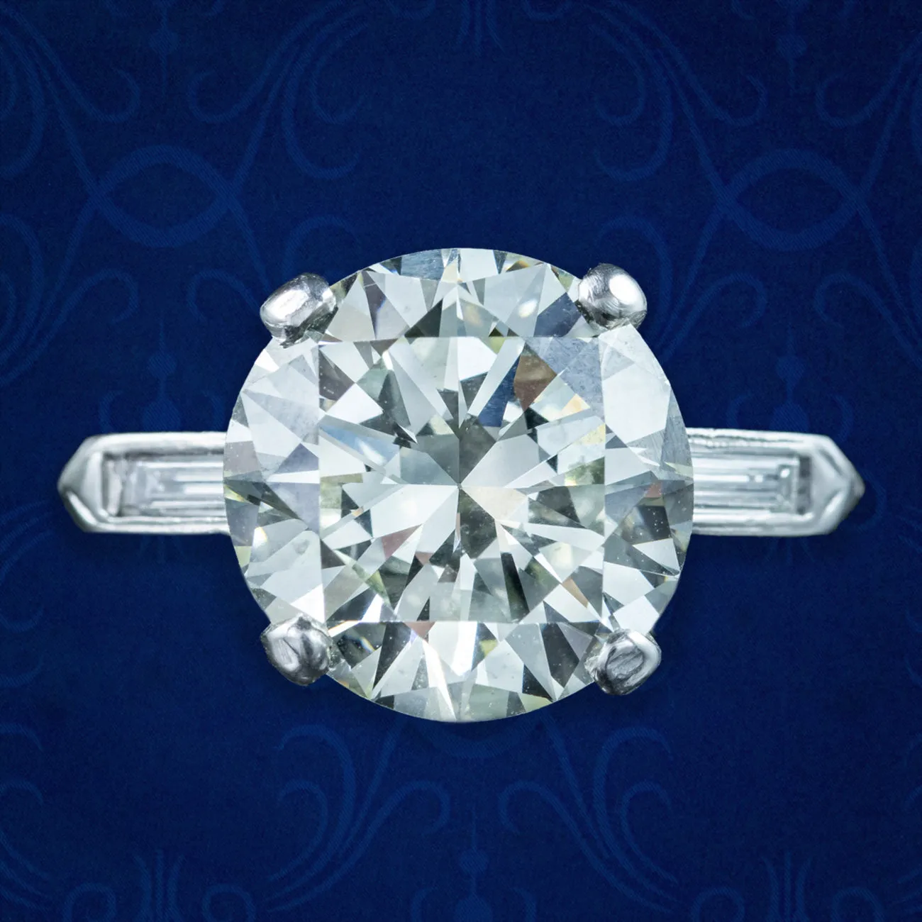 Art Deco Diamond Solitaire Ring 4.66ct Total With Cert