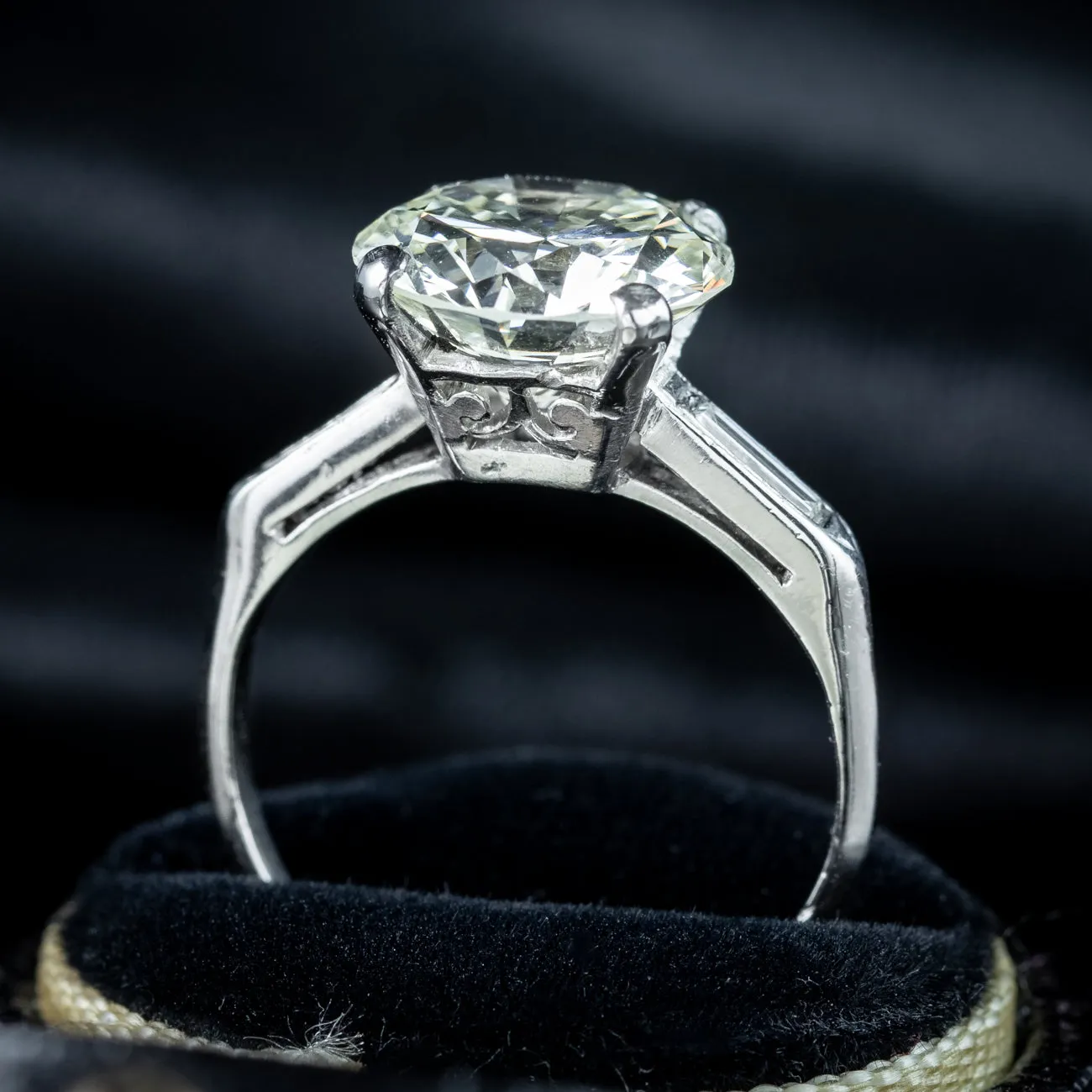 Art Deco Diamond Solitaire Ring 4.66ct Total With Cert