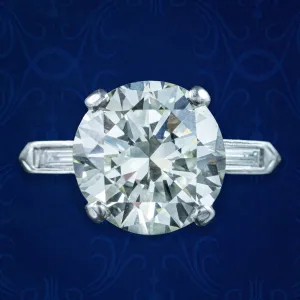 Art Deco Diamond Solitaire Ring 4.66ct Total With Cert