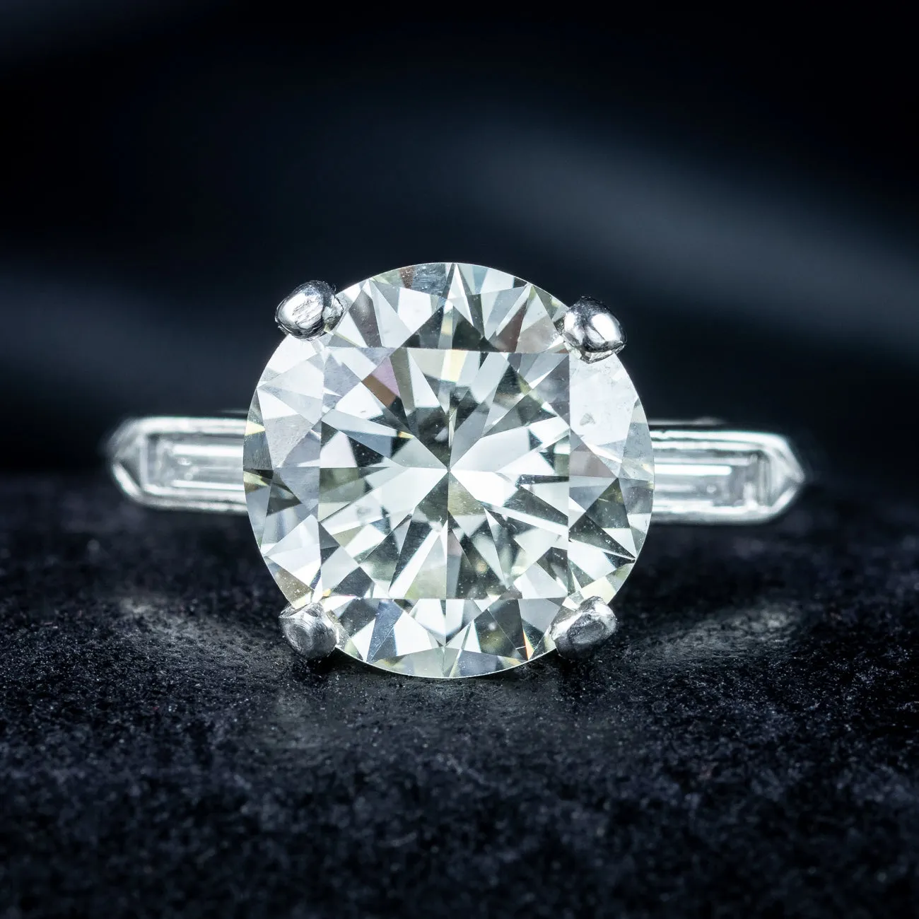 Art Deco Diamond Solitaire Ring 4.66ct Total With Cert