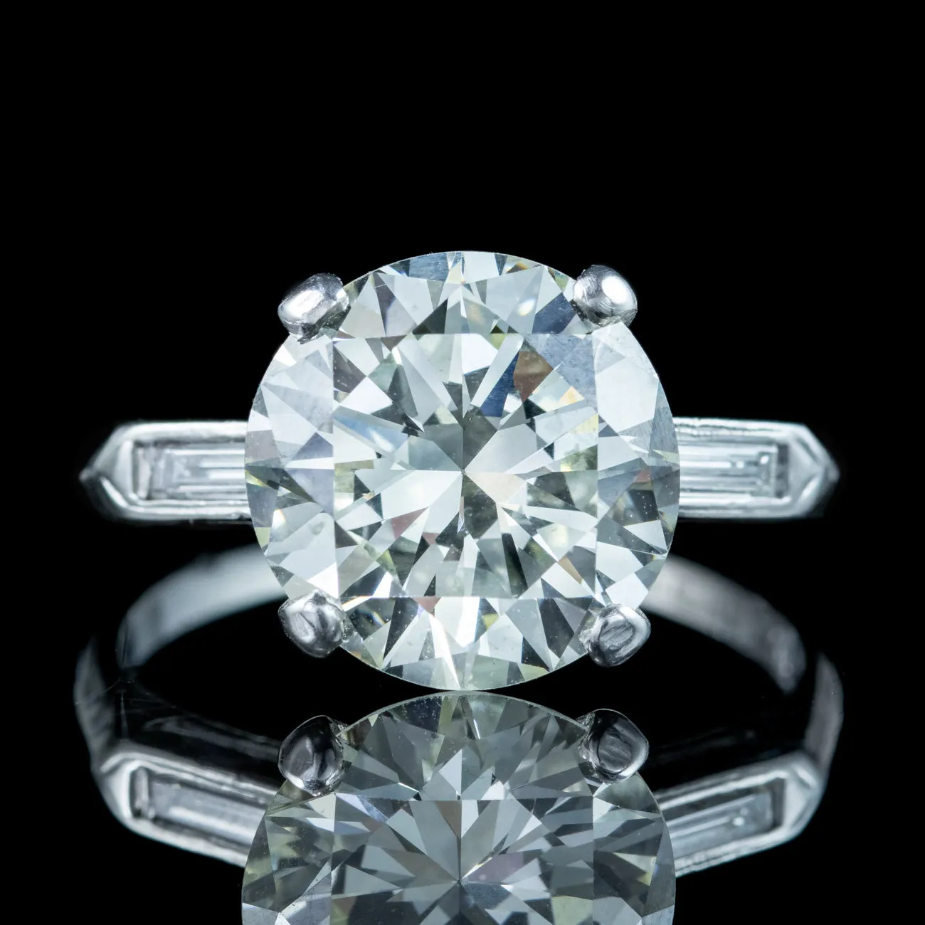 Art Deco Diamond Solitaire Ring 4.66ct Total With Cert