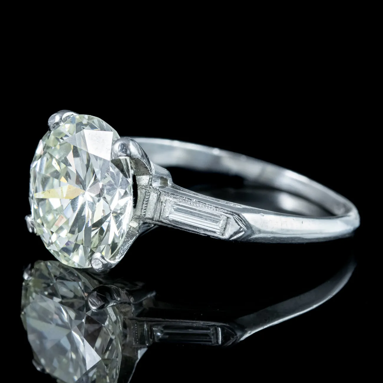 Art Deco Diamond Solitaire Ring 4.66ct Total With Cert