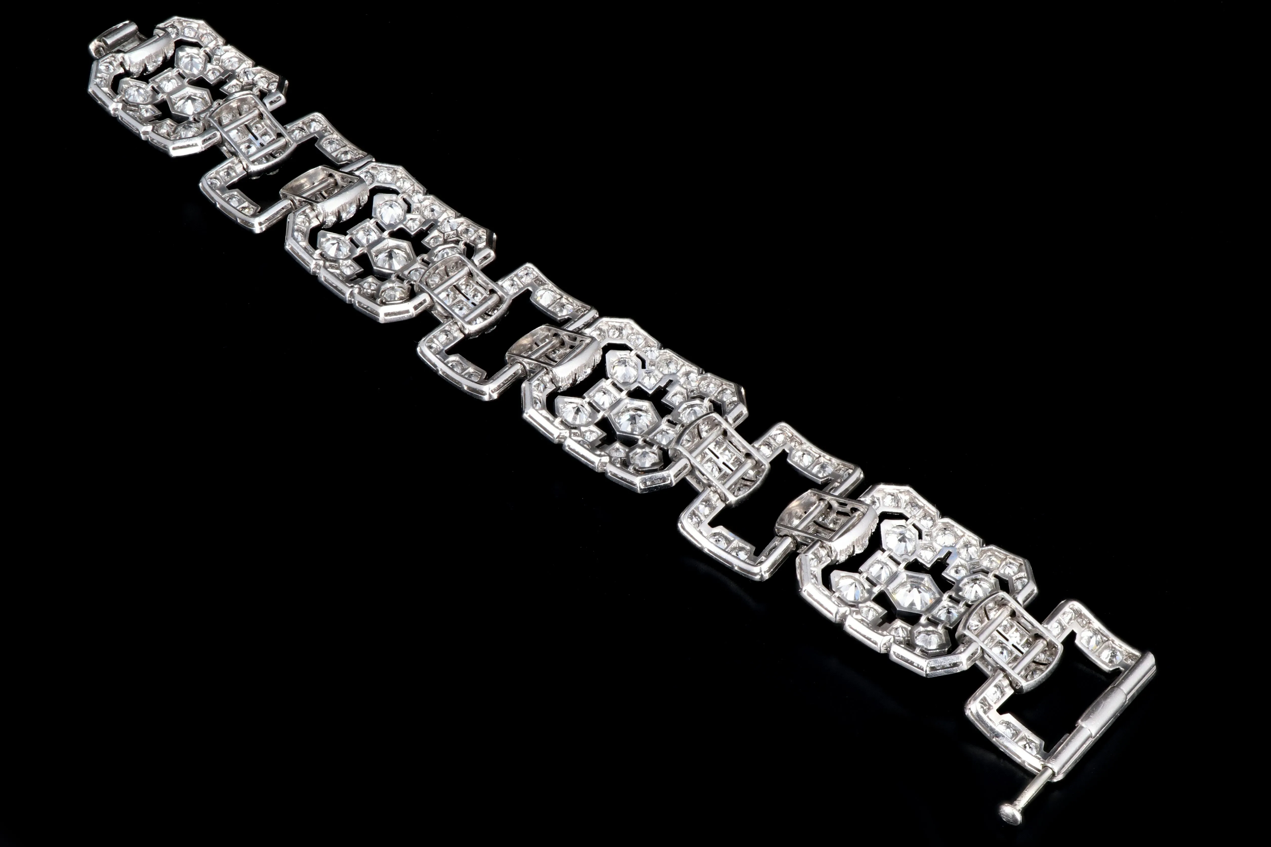 Art Deco Platinum 20 Carat Old European Cut Diamond Bracelet