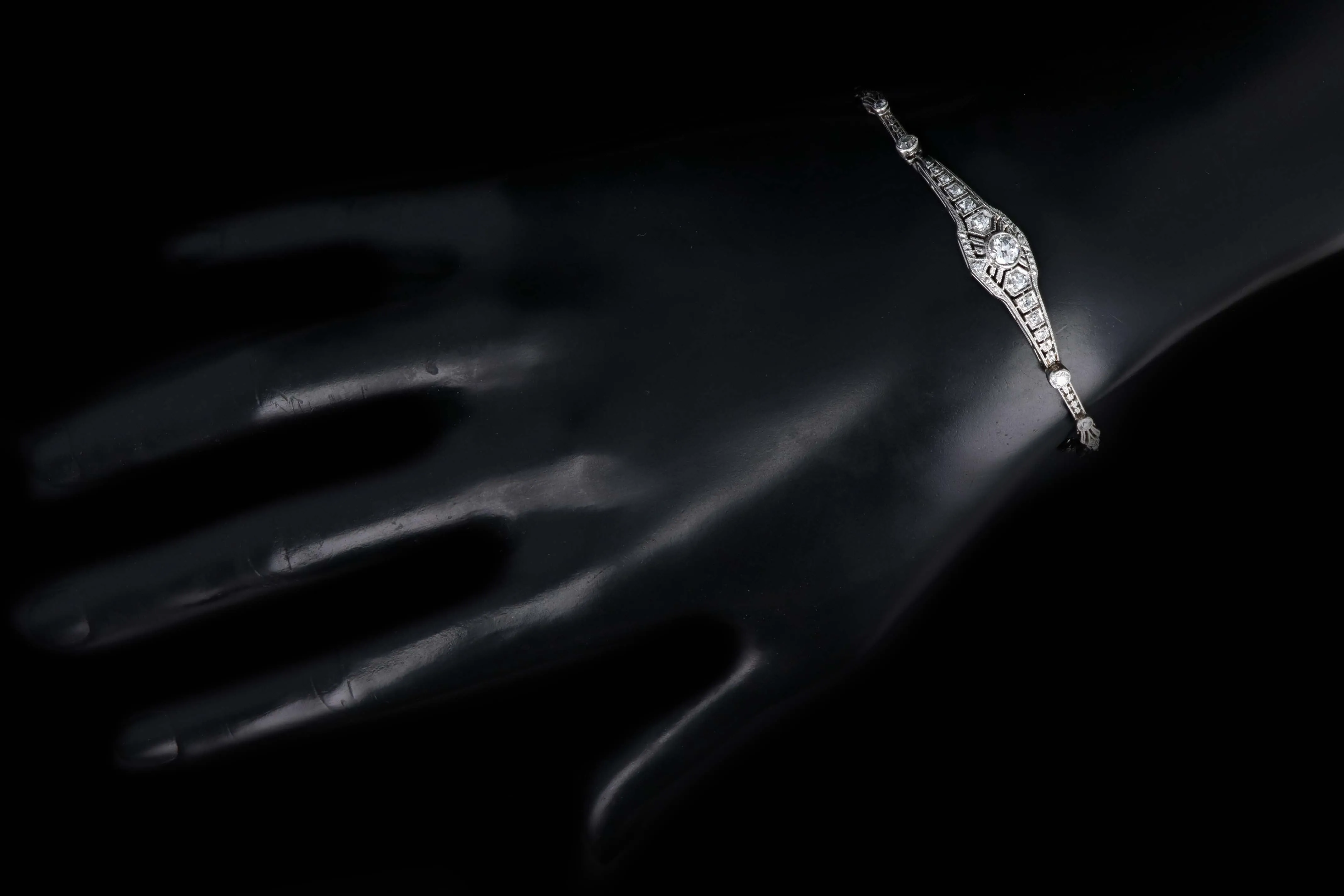 Art Deco Platinum .30 Carat Old European Cut Diamond Bracelet