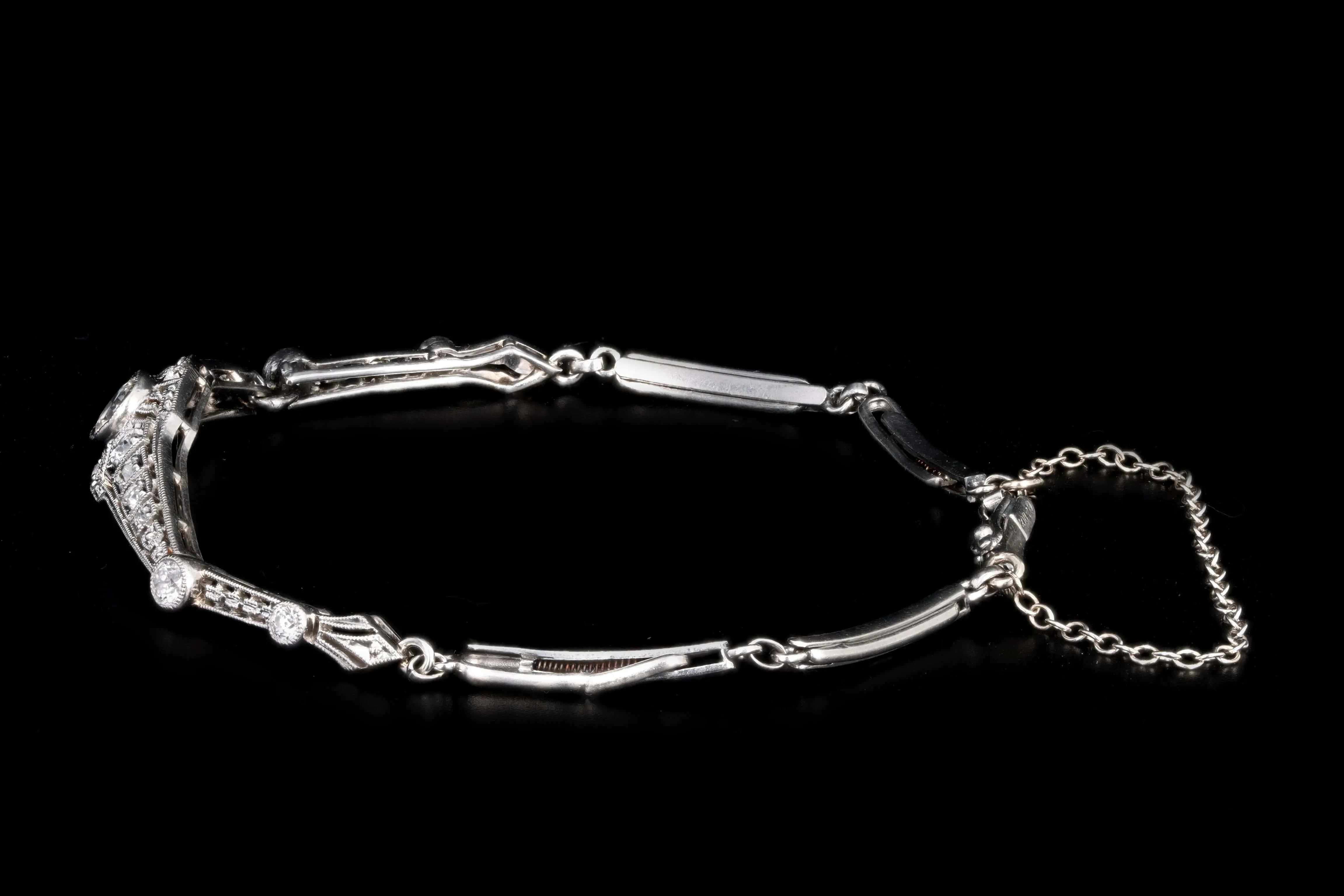 Art Deco Platinum .30 Carat Old European Cut Diamond Bracelet