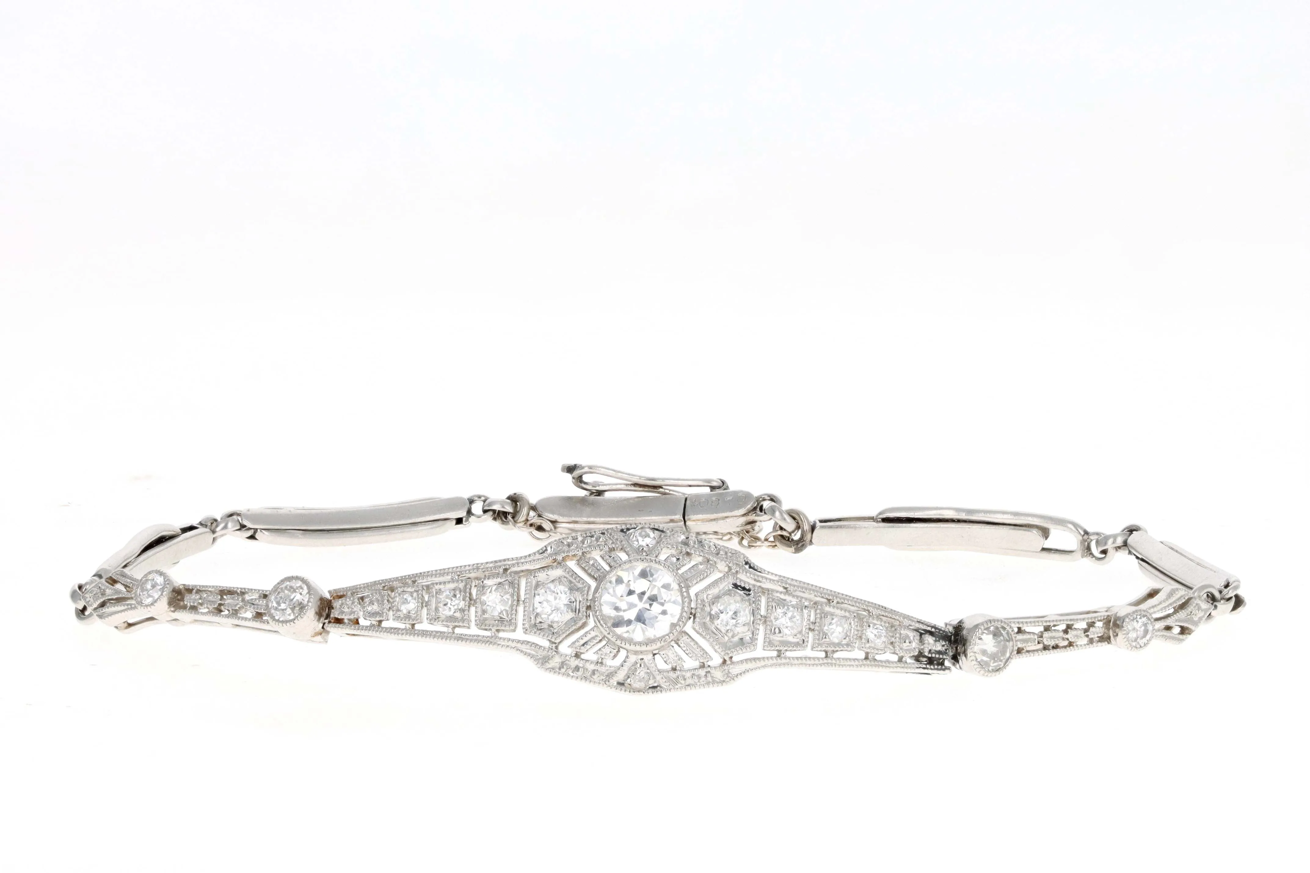 Art Deco Platinum .30 Carat Old European Cut Diamond Bracelet