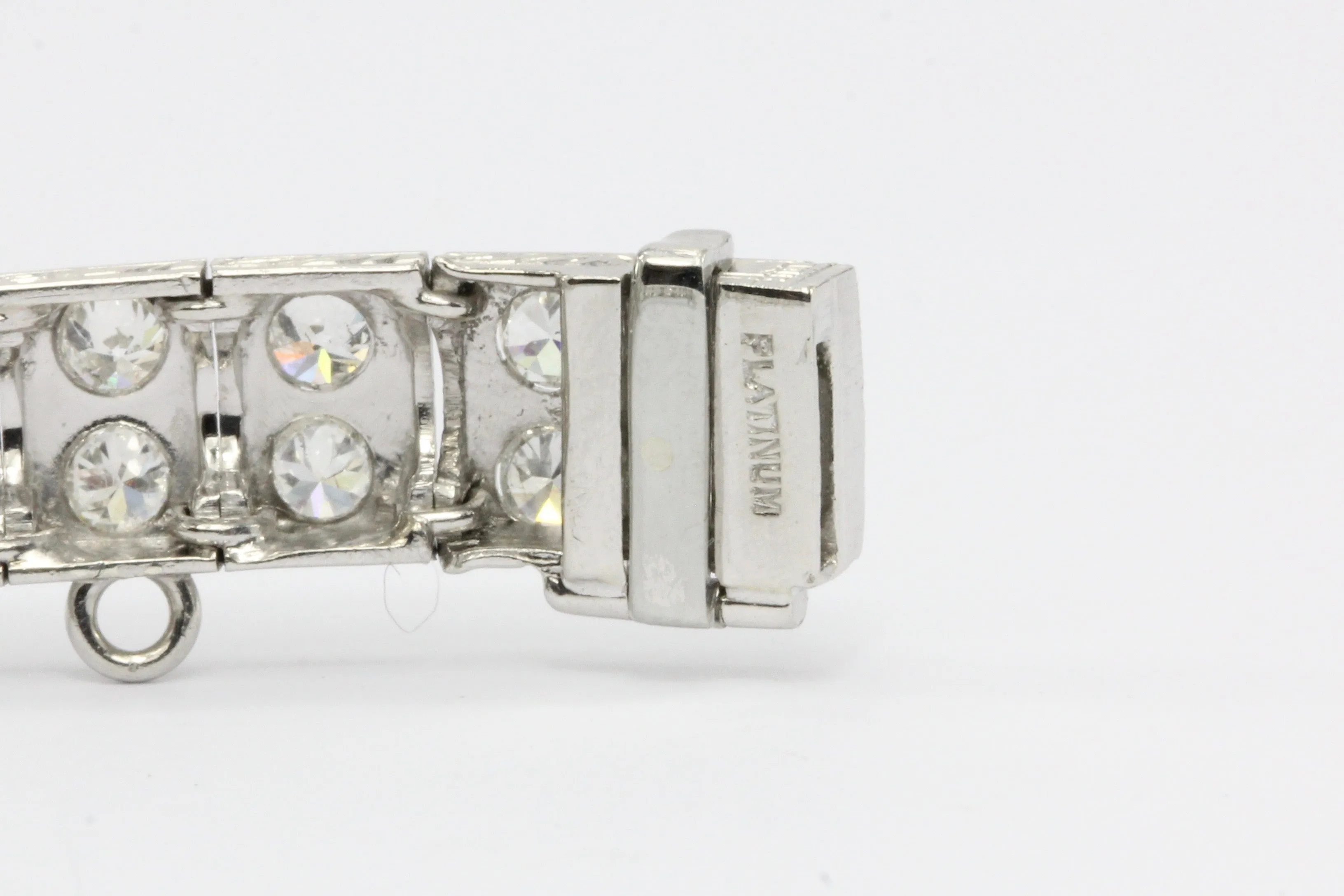 Art Deco Platinum Old European Cut Diamond Tennis Bracelet c.1920's