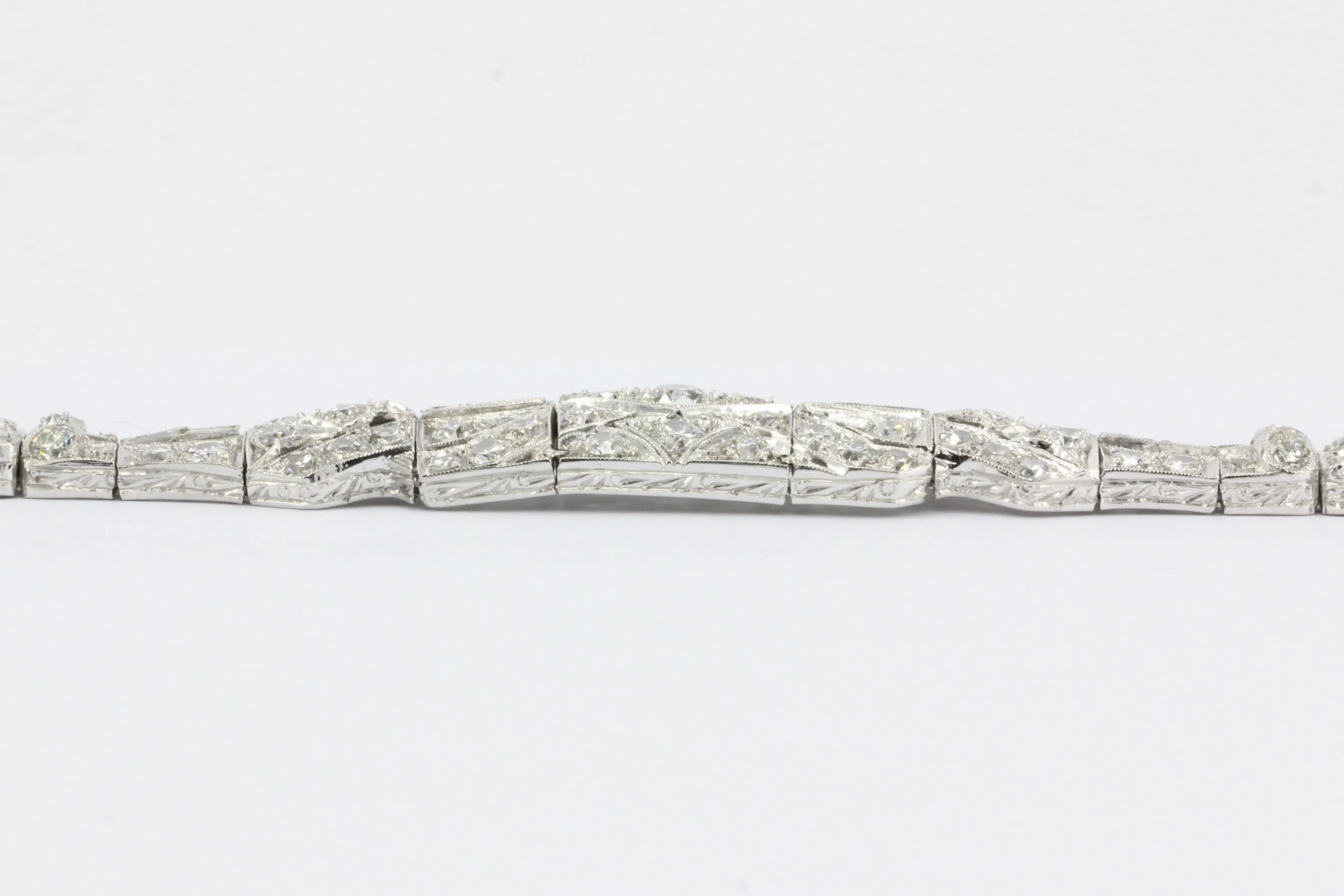 Art Deco Platinum Old European Cut Diamond Tennis Bracelet c.1920's