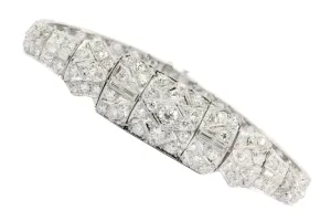 Art Deco Platinum Old European Cut Diamond Tennis Bracelet c.1920's