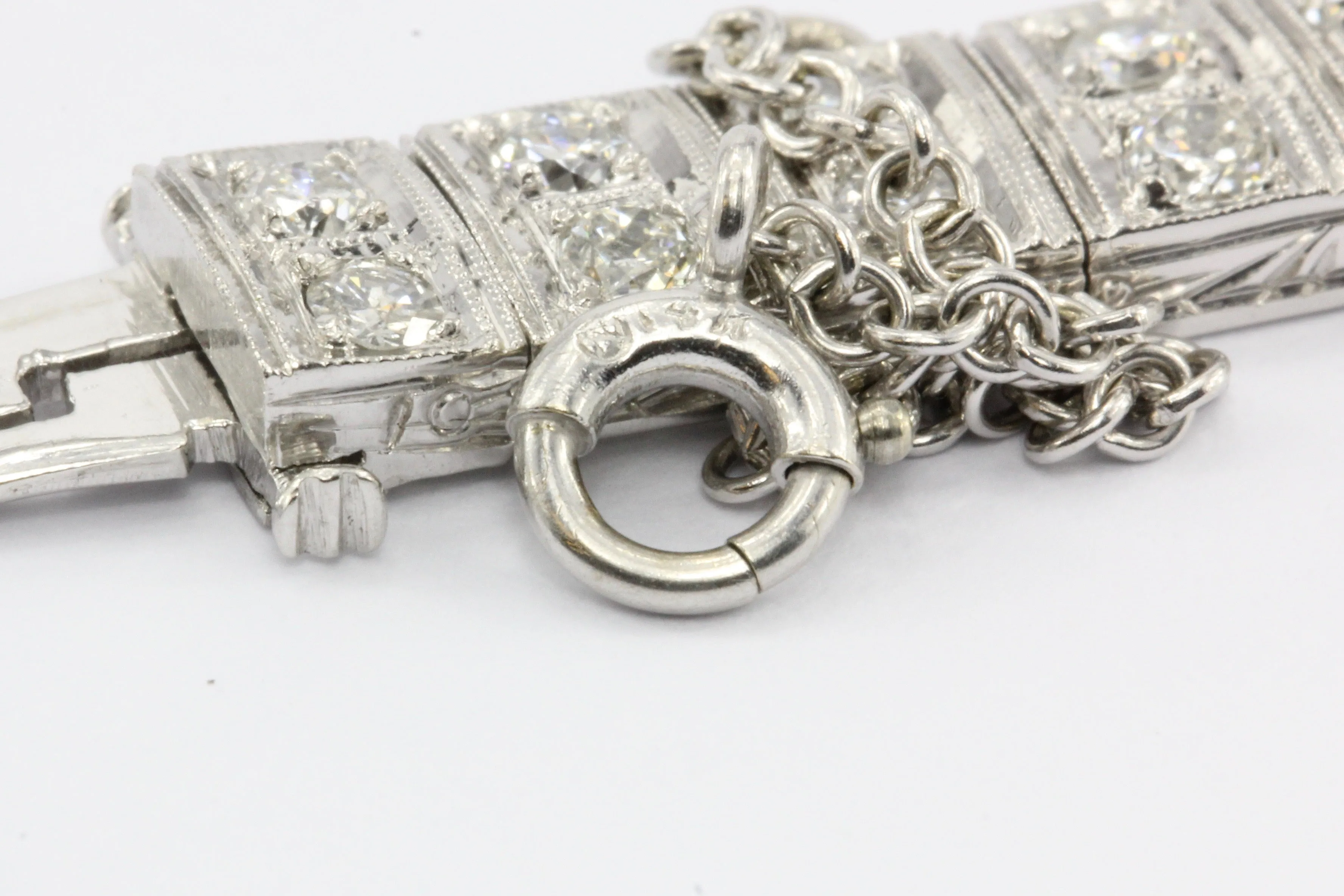 Art Deco Platinum Old European Cut Diamond Tennis Bracelet c.1920's