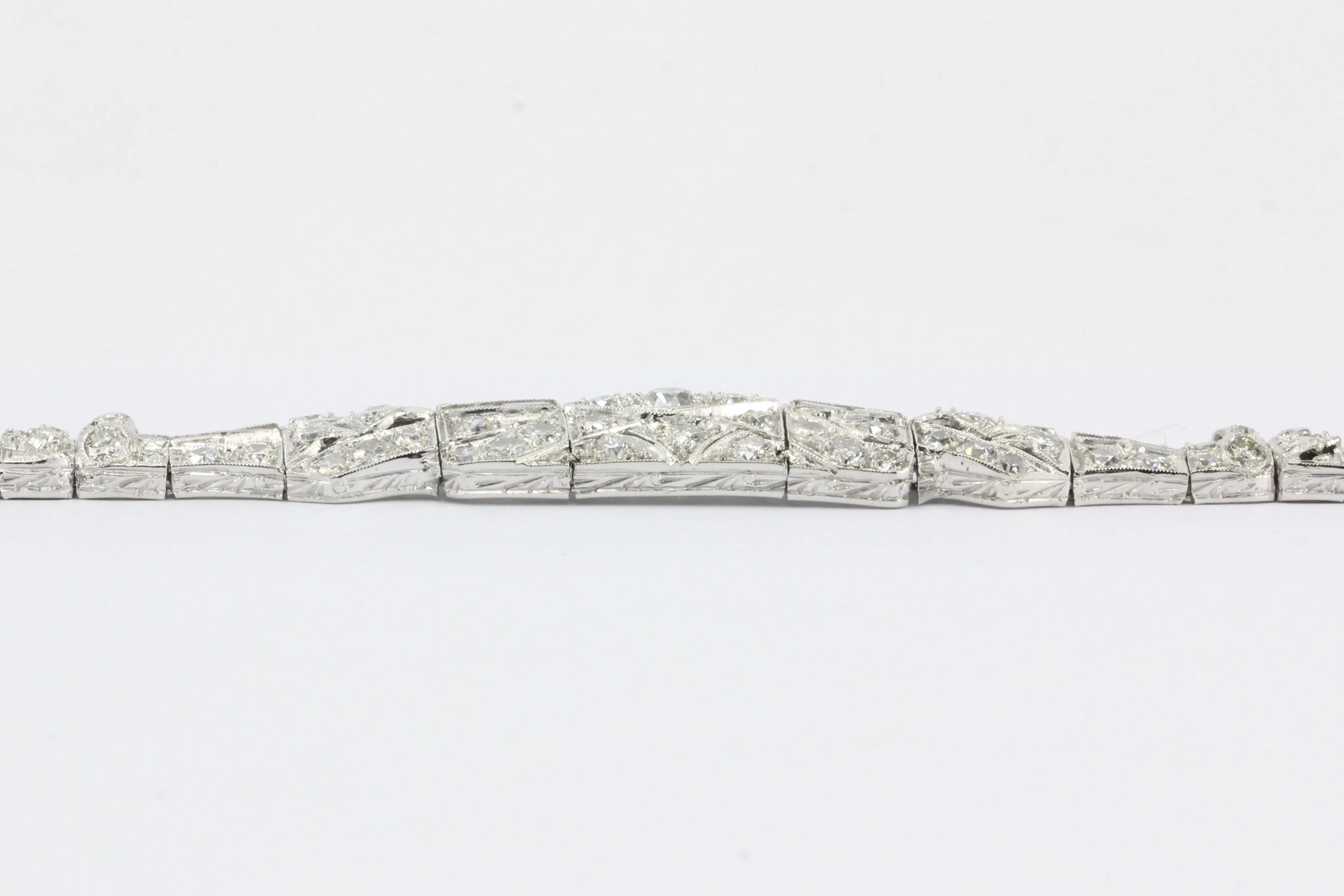 Art Deco Platinum Old European Cut Diamond Tennis Bracelet c.1920's
