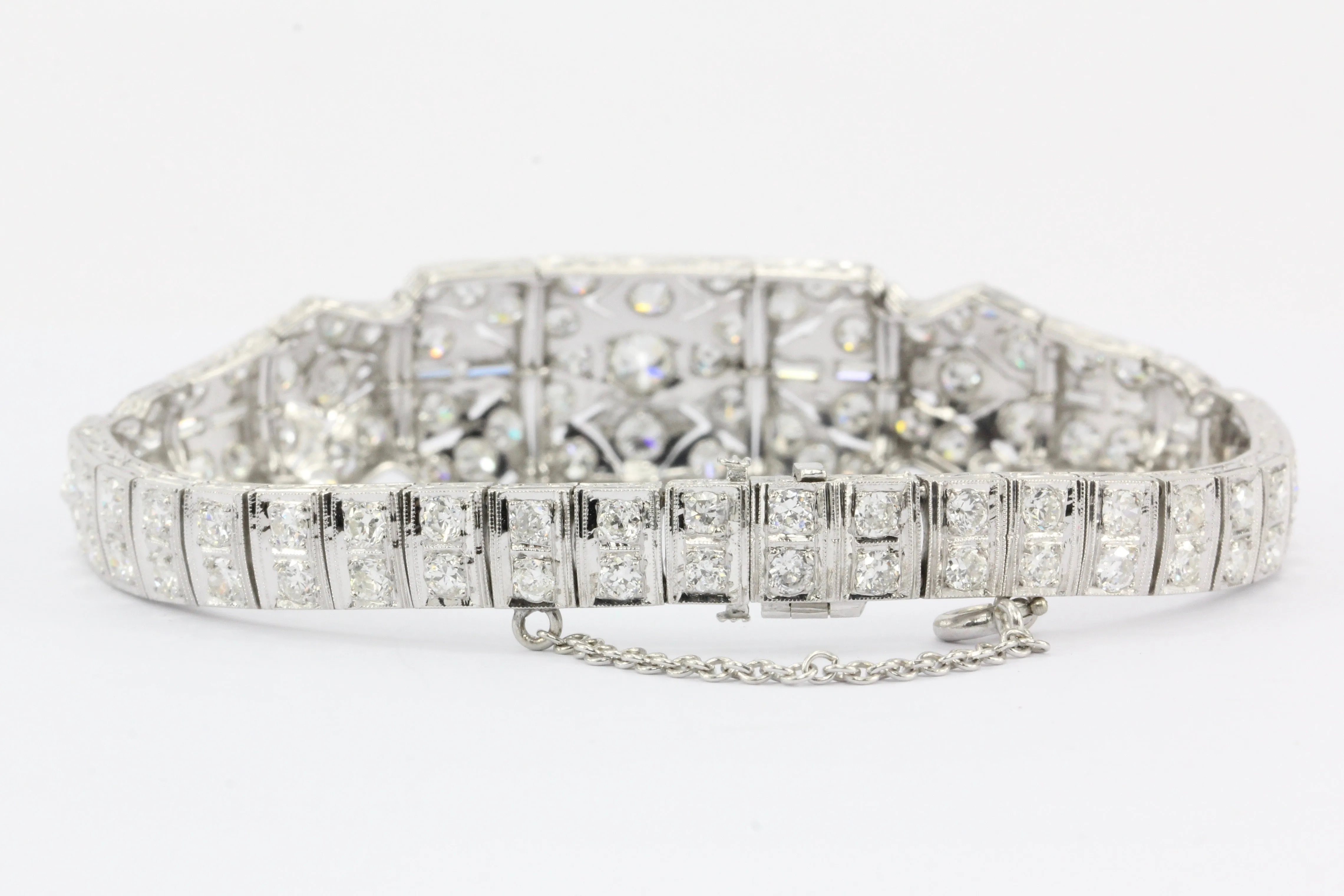 Art Deco Platinum Old European Cut Diamond Tennis Bracelet c.1920's