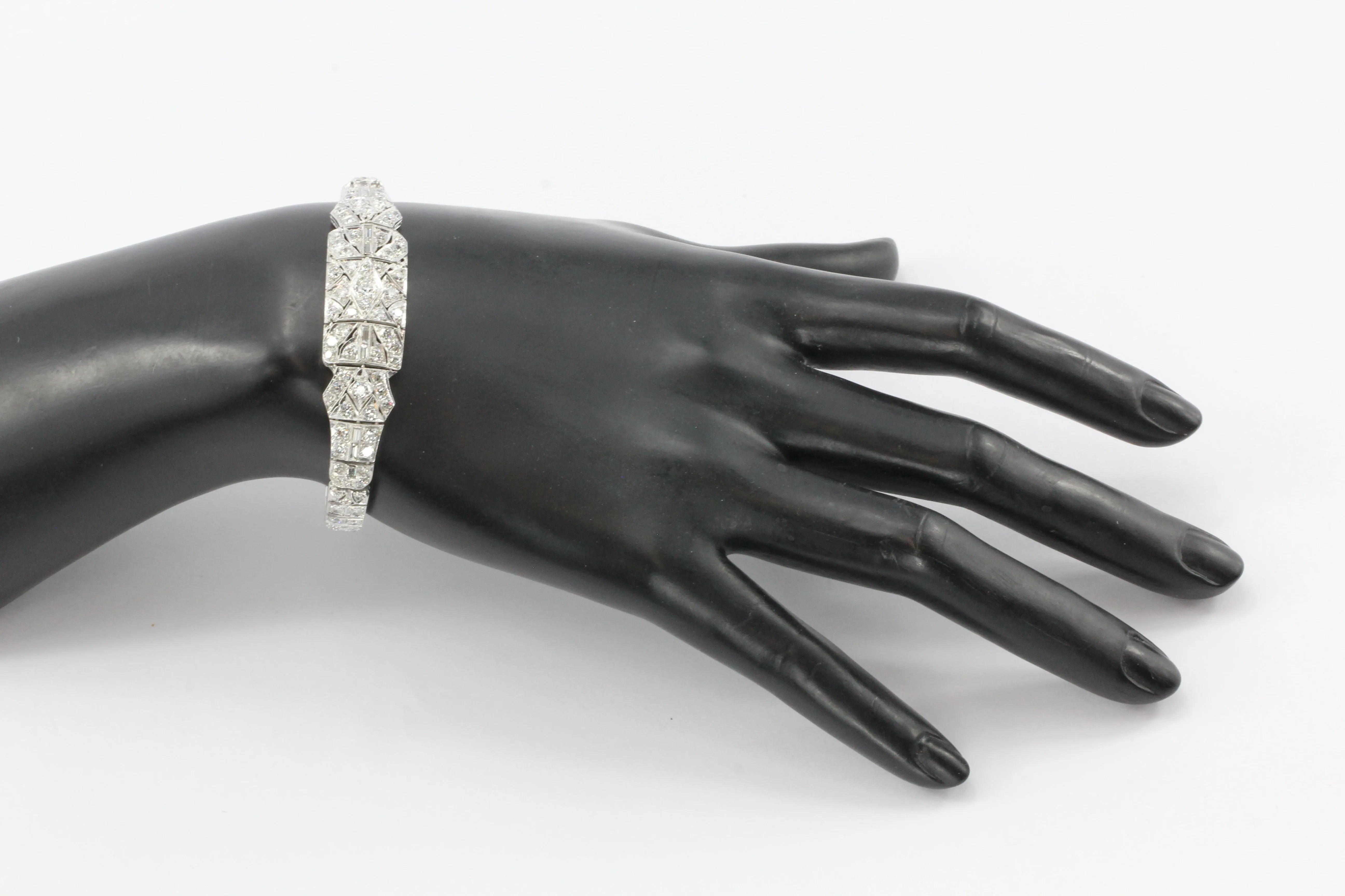 Art Deco Platinum Old European Cut Diamond Tennis Bracelet c.1920's