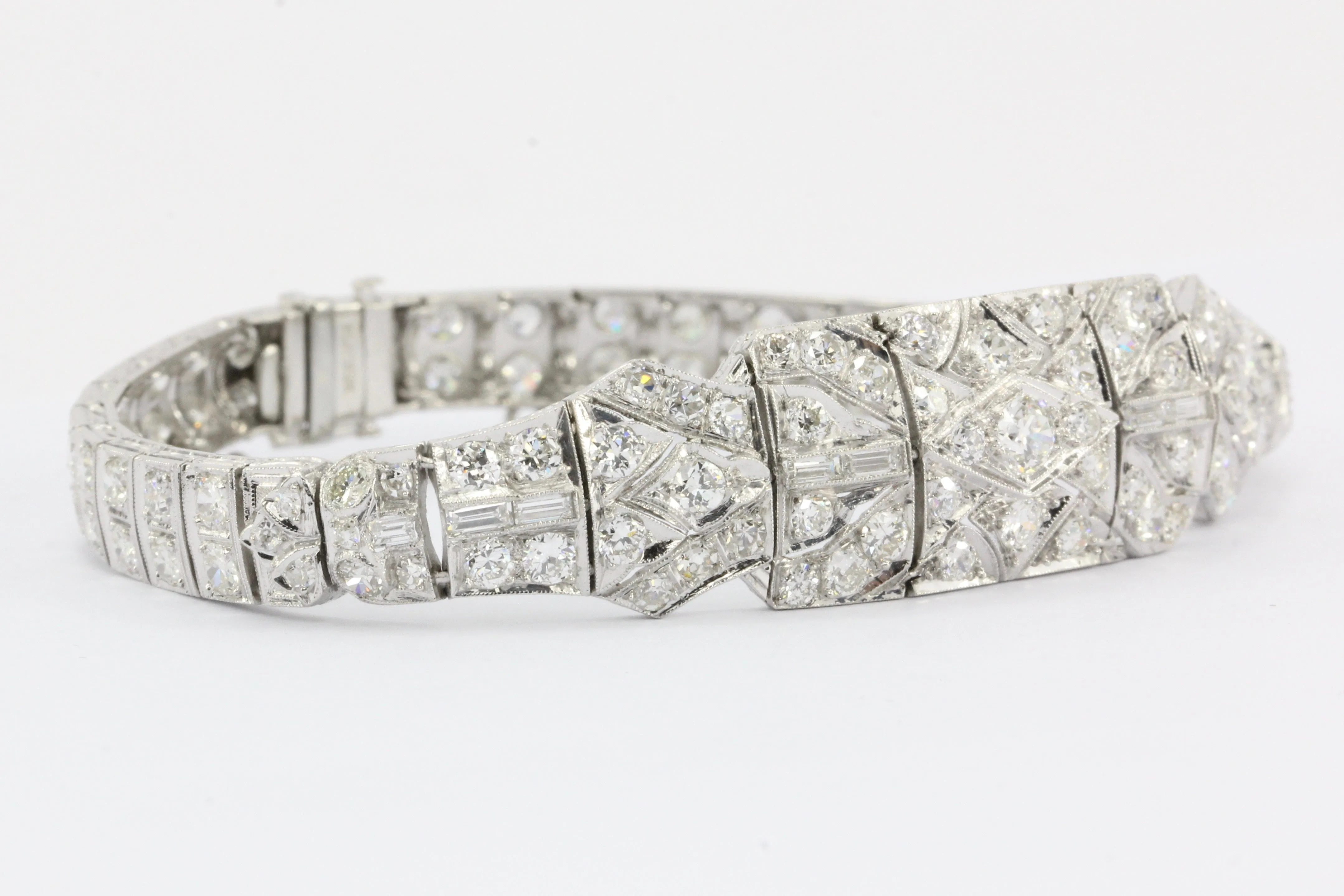 Art Deco Platinum Old European Cut Diamond Tennis Bracelet c.1920's
