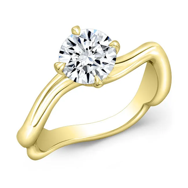 Art Deco Style Twisted Shank Solitaire Diamond Engagement Ring