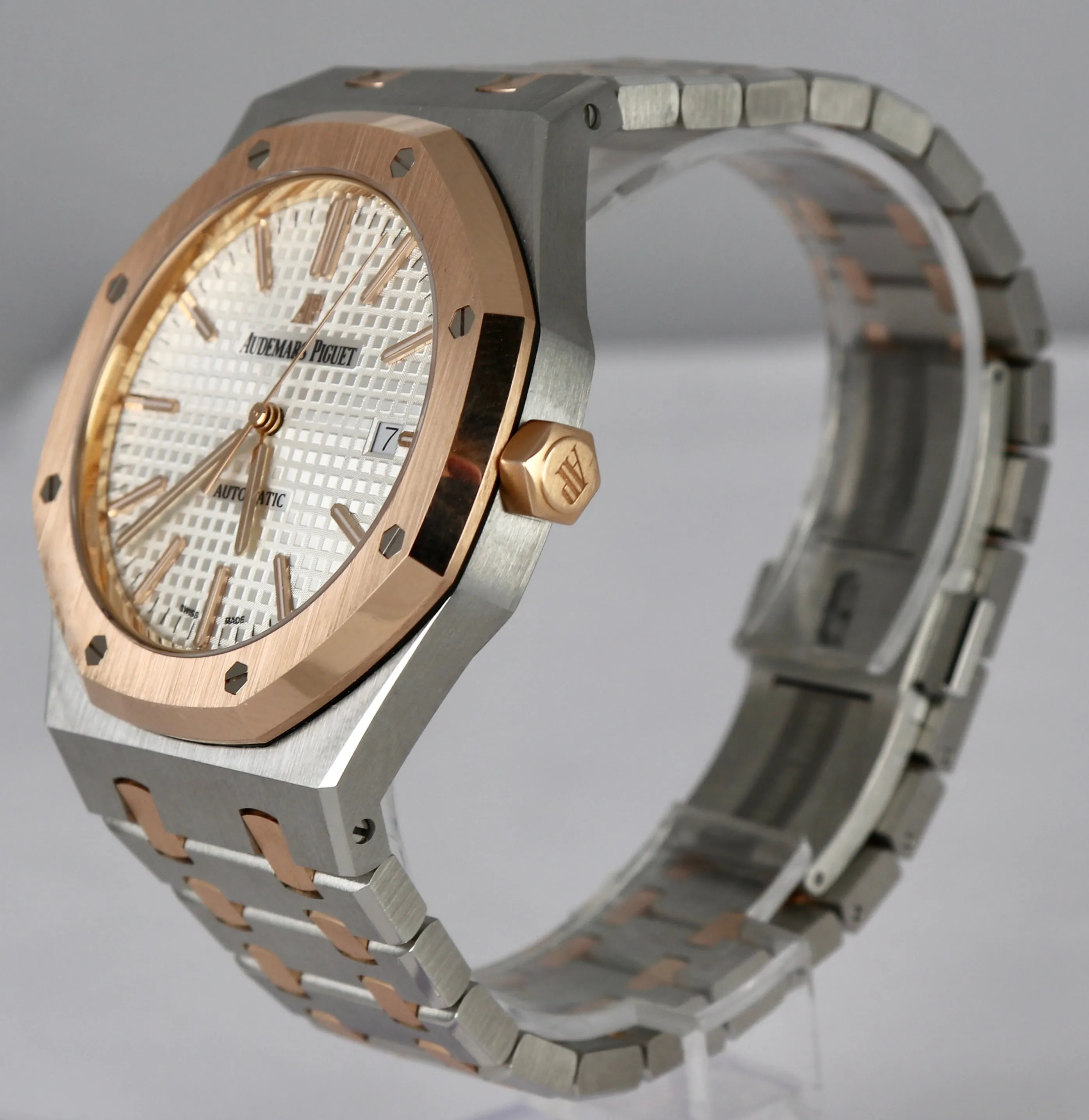 Audemars Piguet Royal Oak Papers 41mm Stainless 18K Rose Gold White 15400SR B P