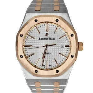 Audemars Piguet Royal Oak Papers 41mm Stainless 18K Rose Gold White 15400SR B P