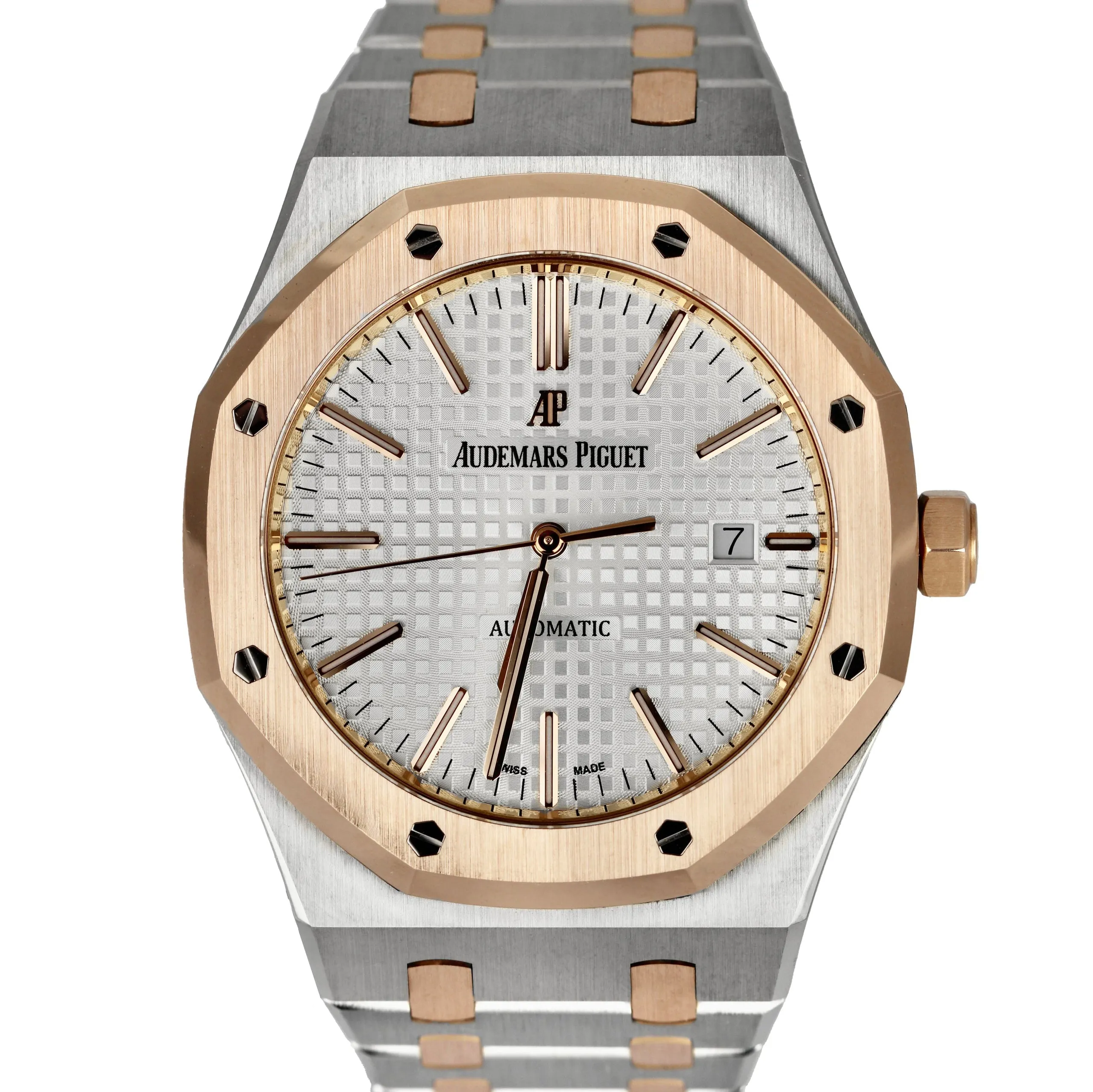 Audemars Piguet Royal Oak Papers 41mm Stainless 18K Rose Gold White 15400SR B P