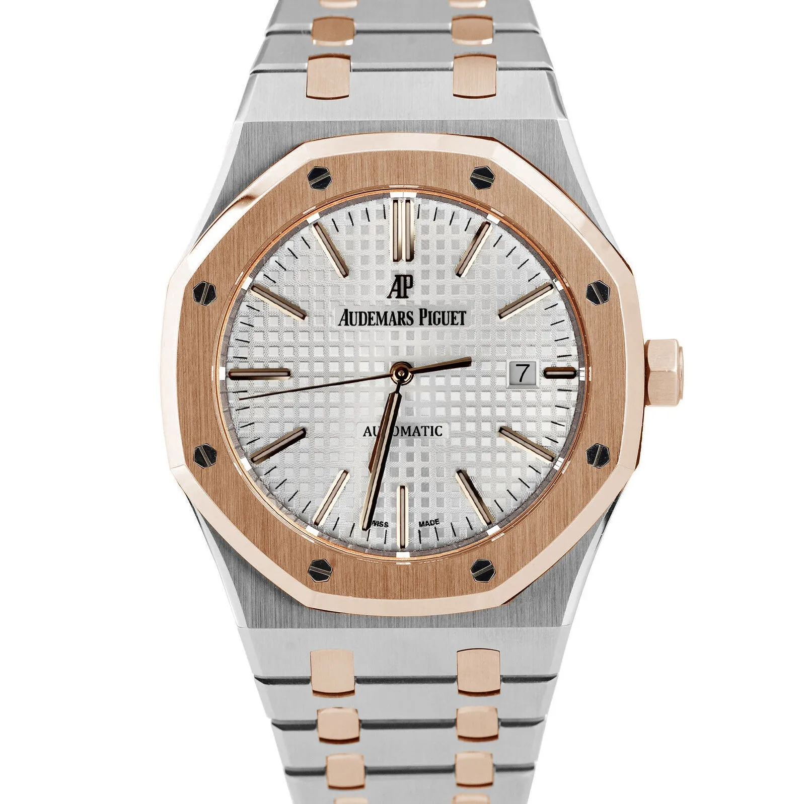 Audemars Piguet Royal Oak Papers 41mm Stainless 18K Rose Gold White 15400SR B P