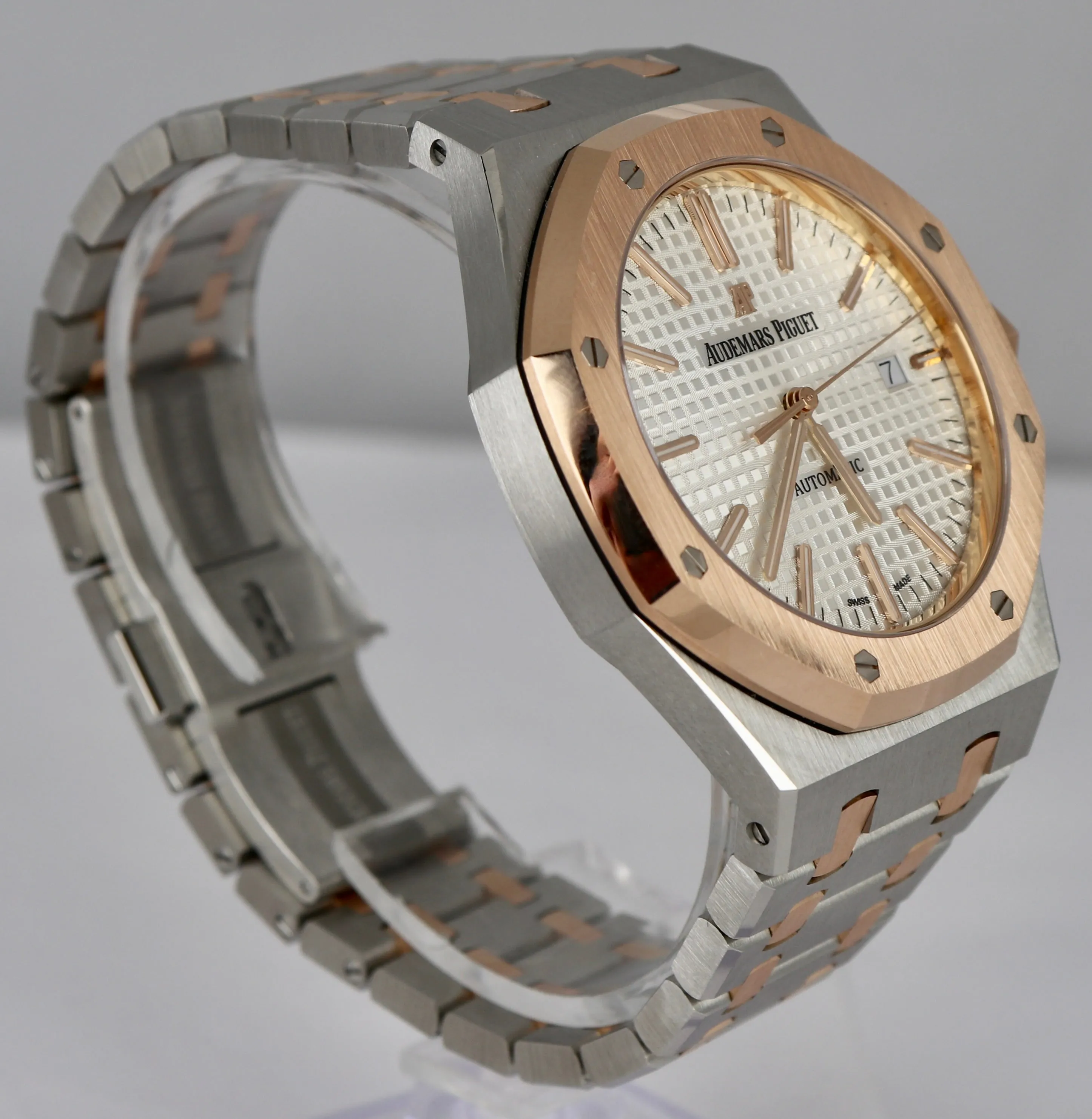 Audemars Piguet Royal Oak Papers 41mm Stainless 18K Rose Gold White 15400SR B P