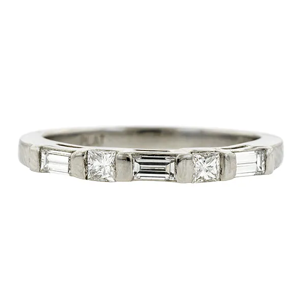 Baguette & Square Diamond Wedding Band