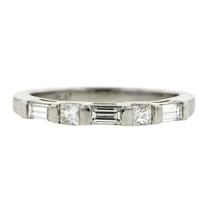 Baguette & Square Diamond Wedding Band