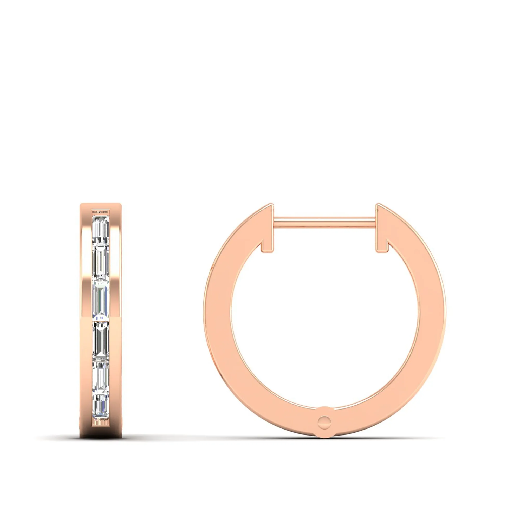 Baguette Cut Diamond Hoop Earrings