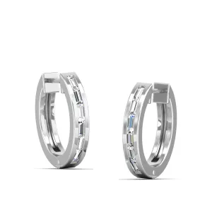 Baguette Cut Diamond Hoop Earrings