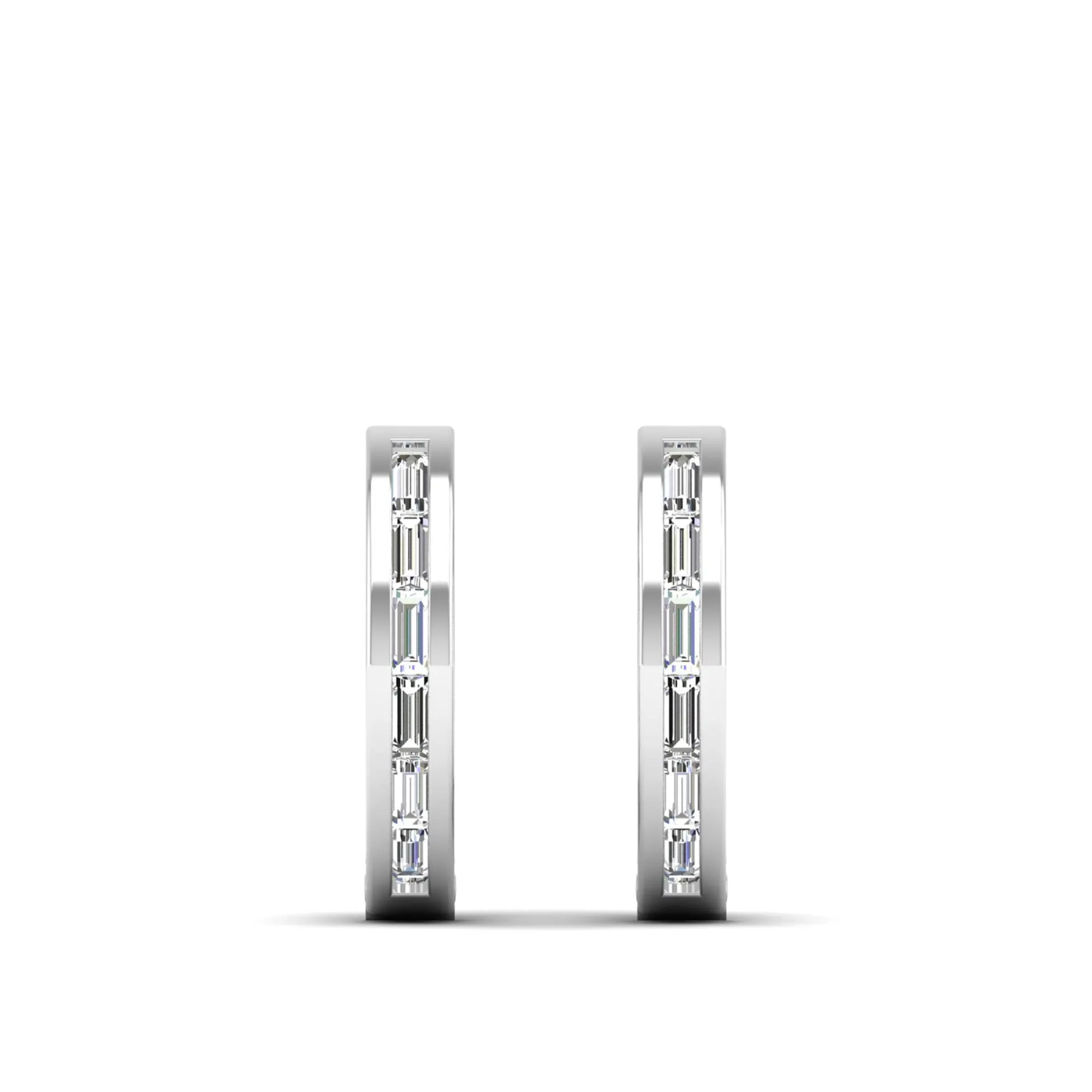 Baguette Cut Diamond Hoop Earrings