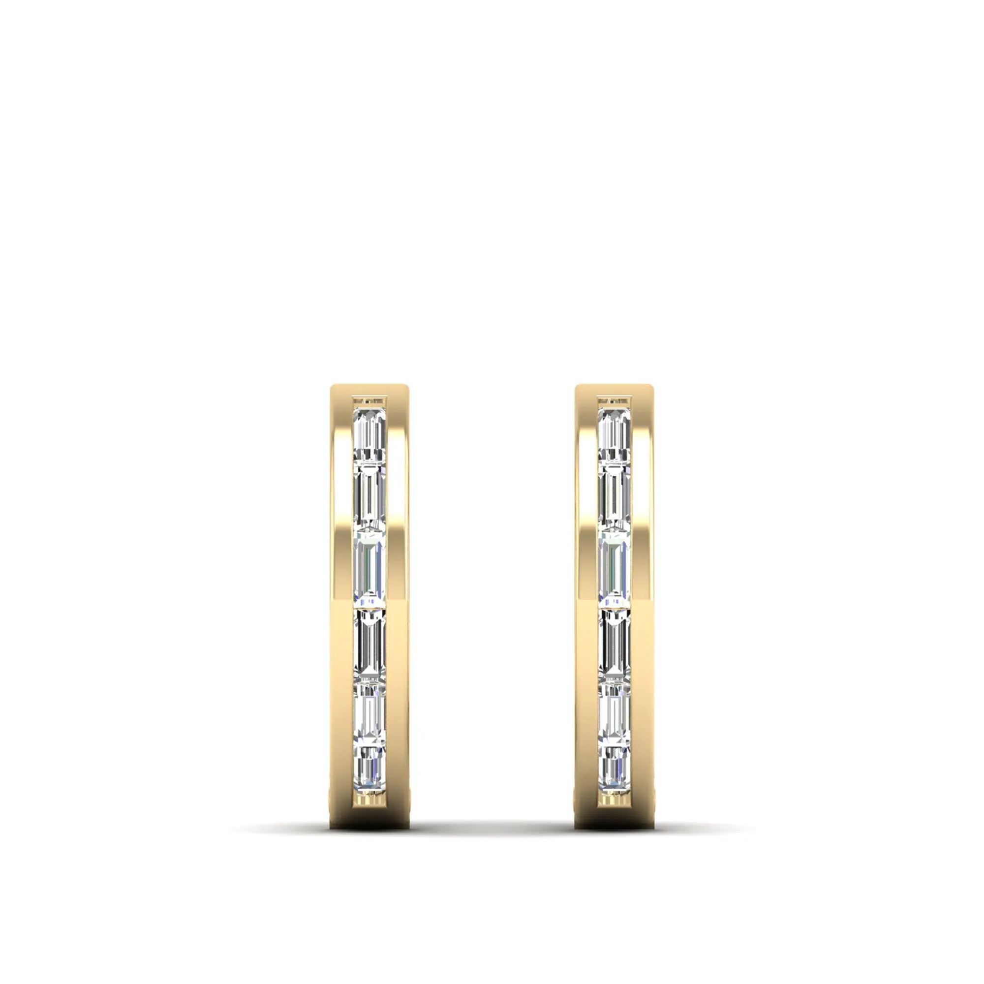 Baguette Cut Diamond Hoop Earrings