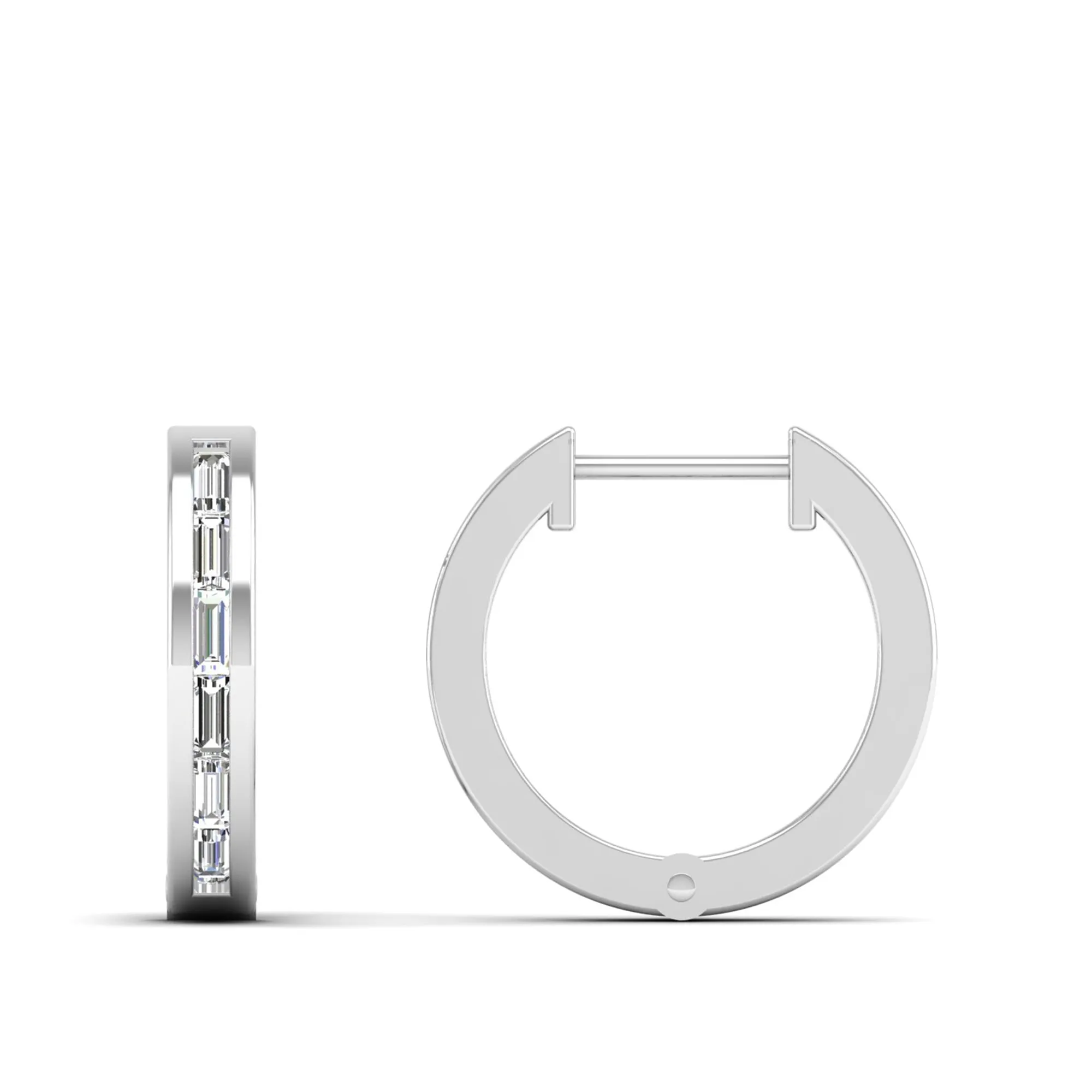 Baguette Cut Diamond Hoop Earrings