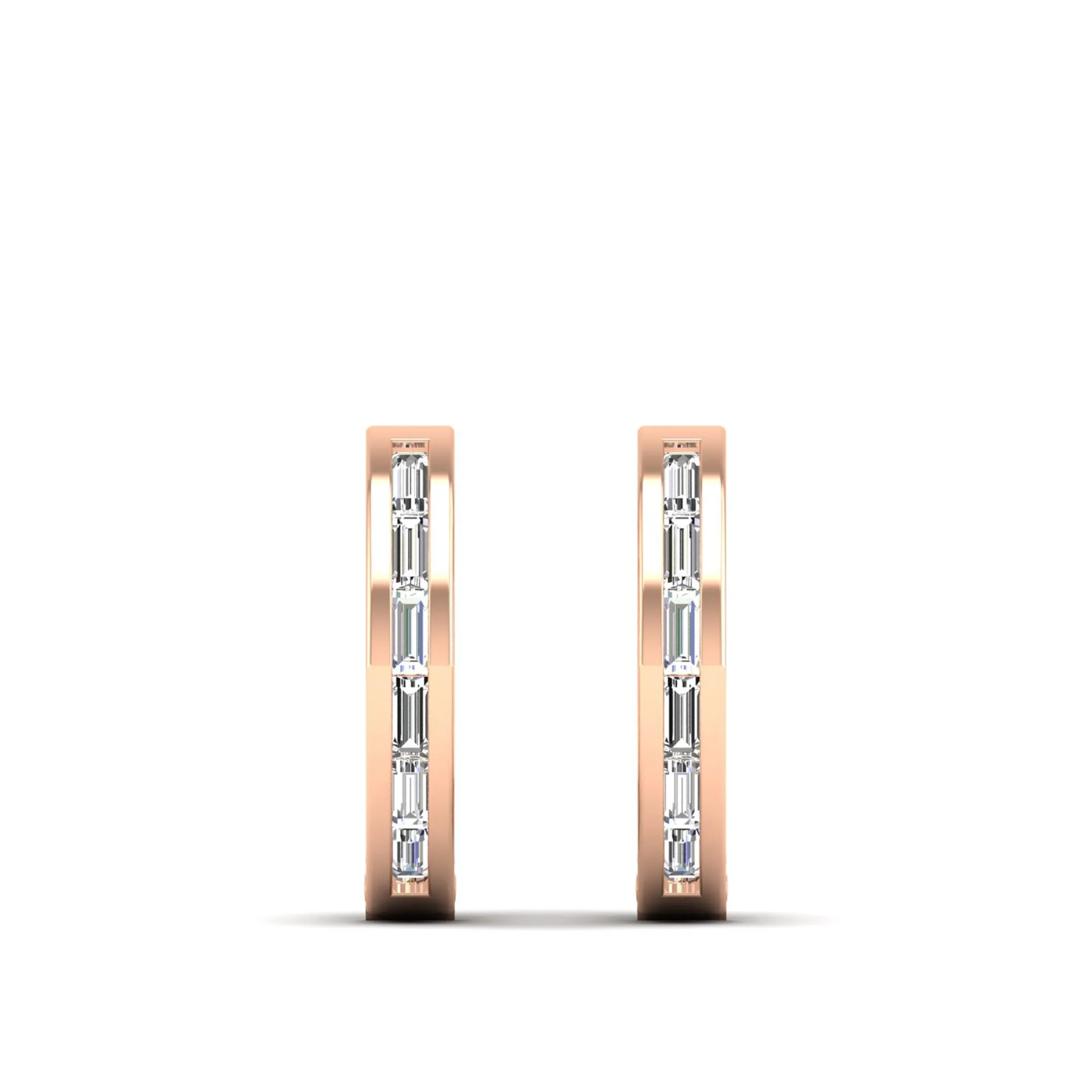 Baguette Cut Diamond Hoop Earrings