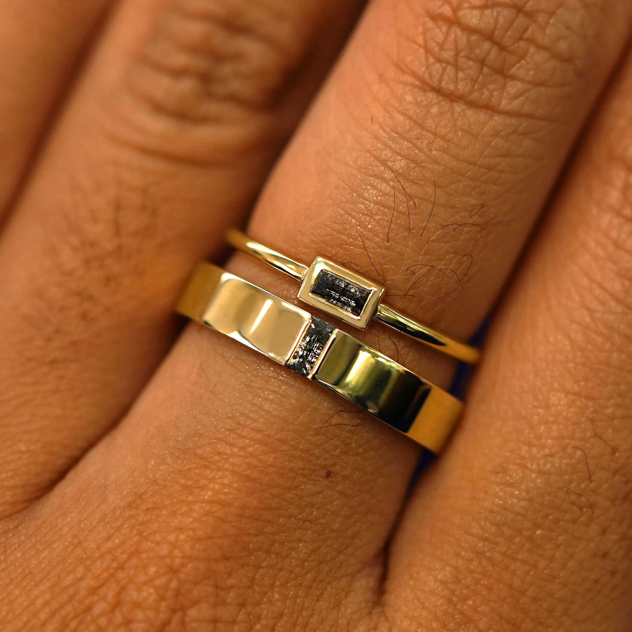 Baguette Salt and Pepper Diamond Ring