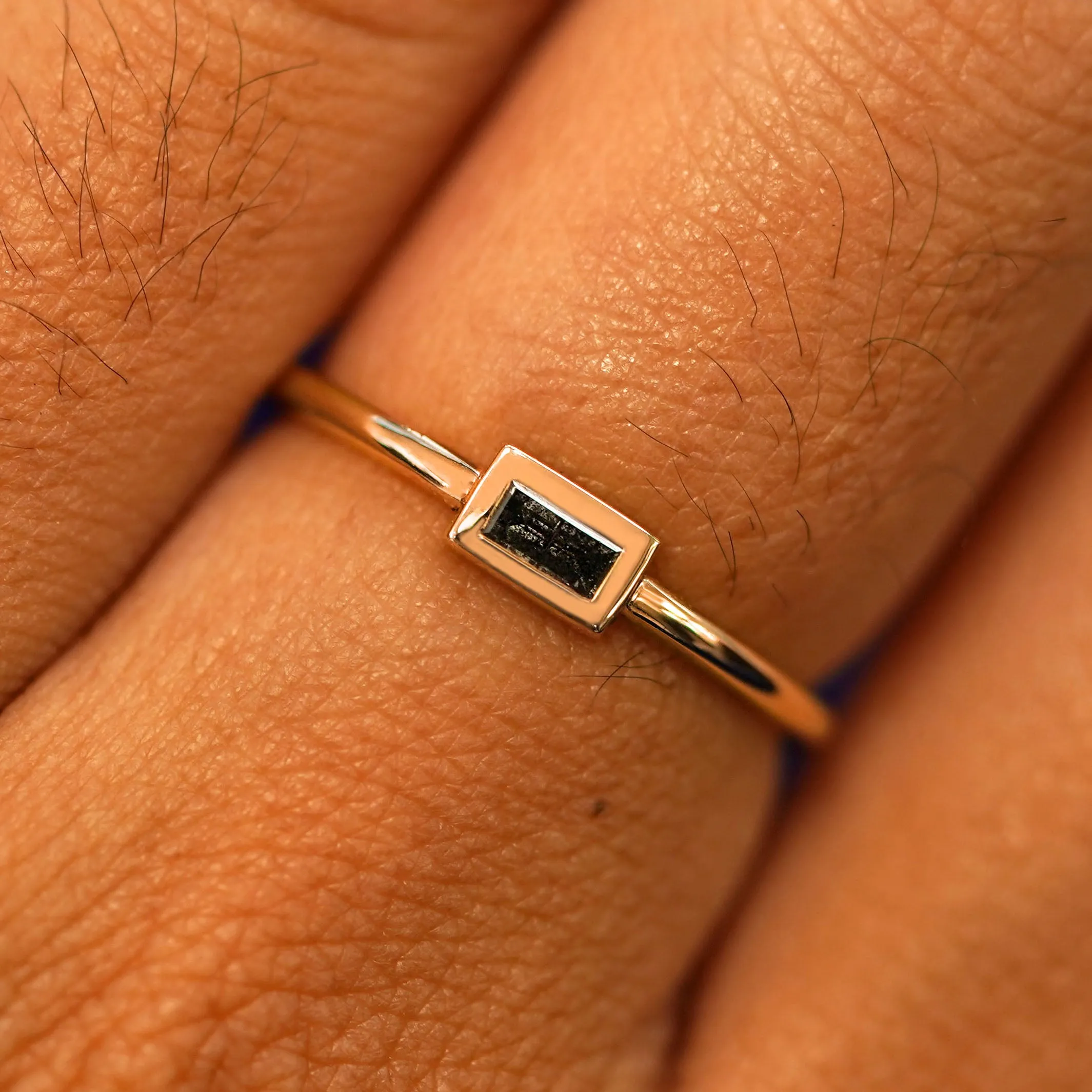 Baguette Salt and Pepper Diamond Ring