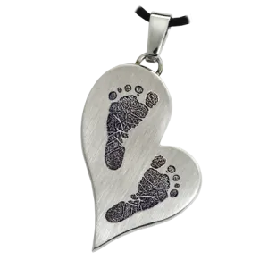 B&B Teardrop Heart 2 Footprints Pendant
