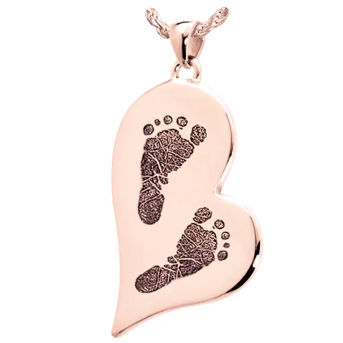 B&B Teardrop Heart 2 Footprints Pendant