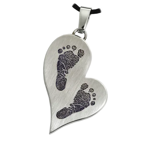 B&B Teardrop Heart 2 Footprints Pendant