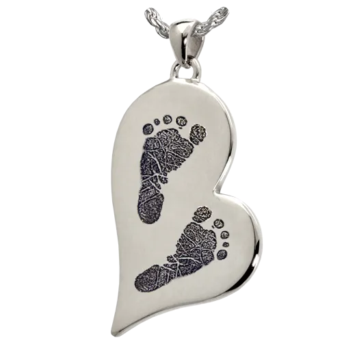 B&B Teardrop Heart 2 Footprints Pendant