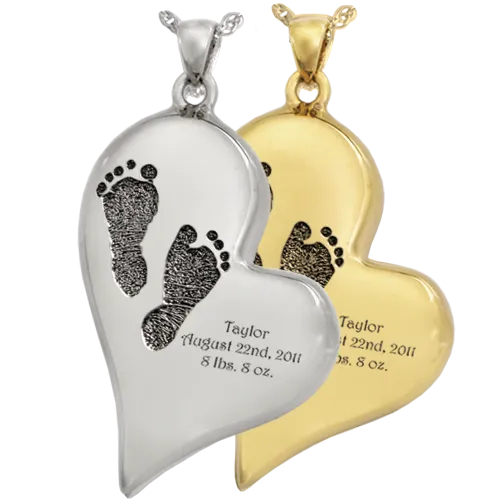B&B Teardrop Heart 2 Footprints Pendant
