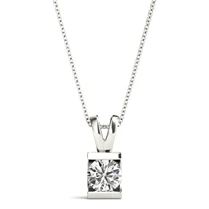 Bar Set Round Diamond Solitaire Necklace Pendant