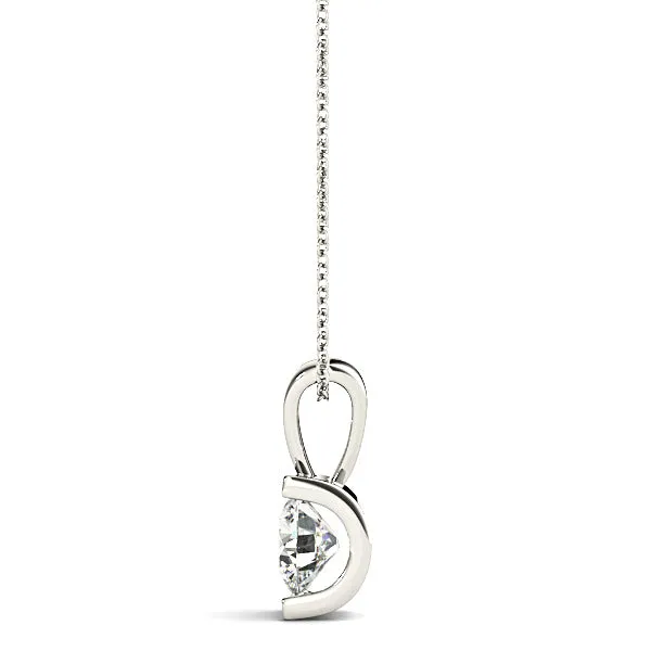 Bar Set Round Diamond Solitaire Necklace Pendant