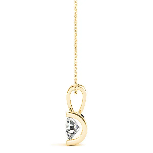 Bar Set Round Diamond Solitaire Necklace Pendant