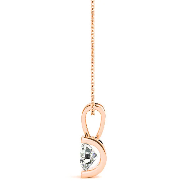 Bar Set Round Diamond Solitaire Necklace Pendant