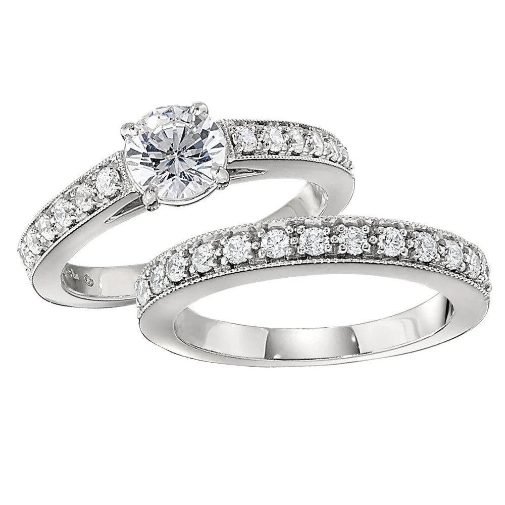 Bead Edge Diamond Wedding Ring