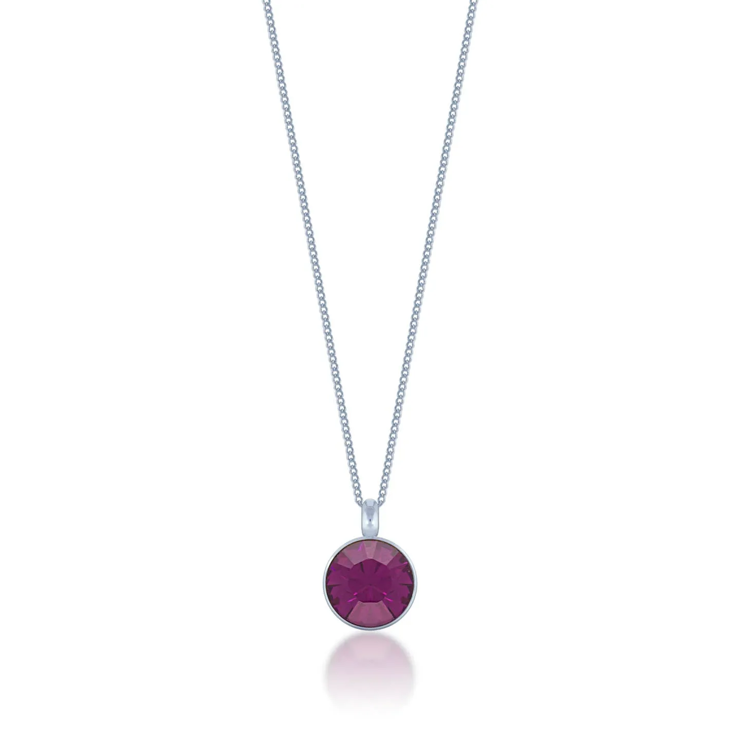Bella Pendant Necklace with Purple Amethyst Round Crystals from Swarovski Silver Toned Rhodium Plated