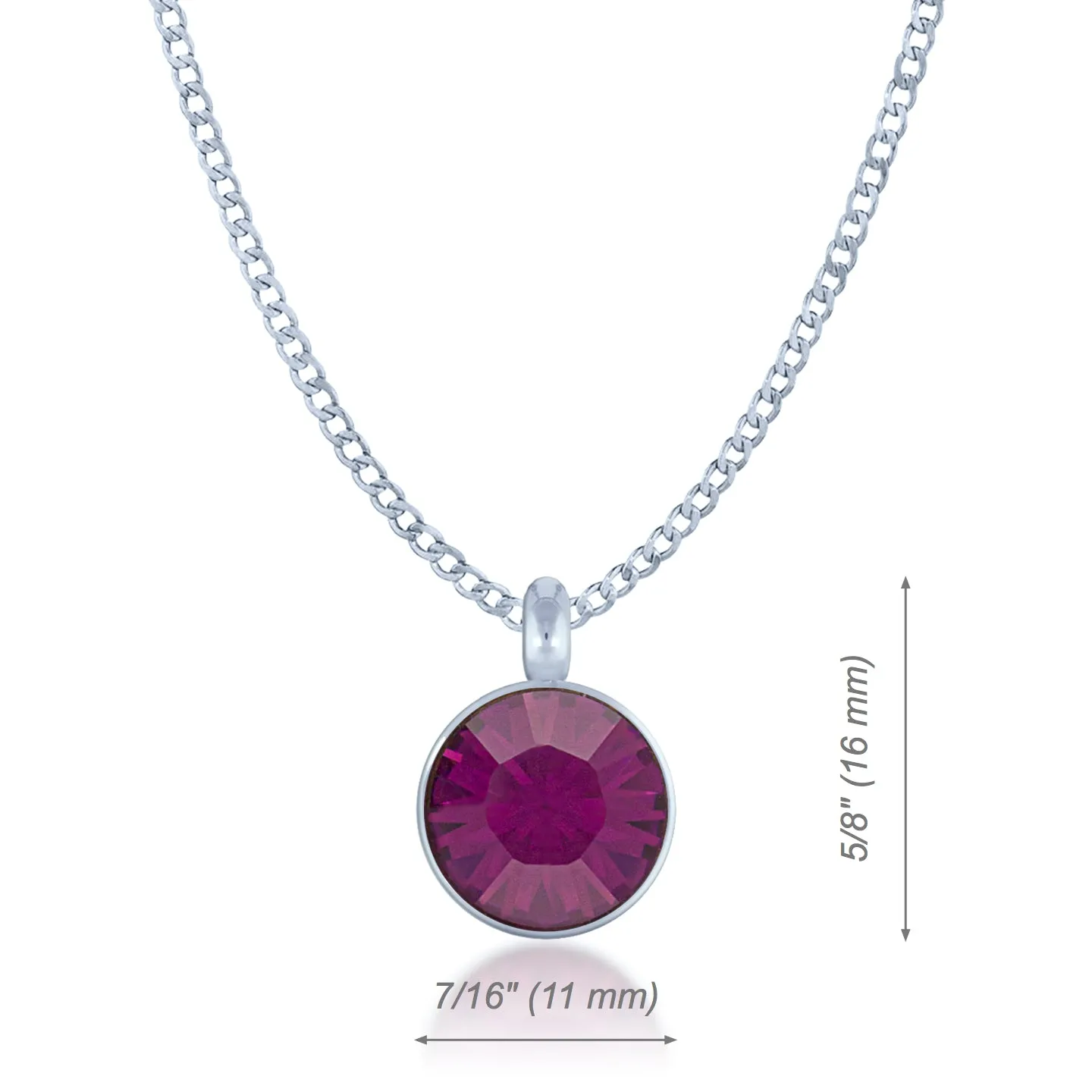 Bella Pendant Necklace with Purple Amethyst Round Crystals from Swarovski Silver Toned Rhodium Plated
