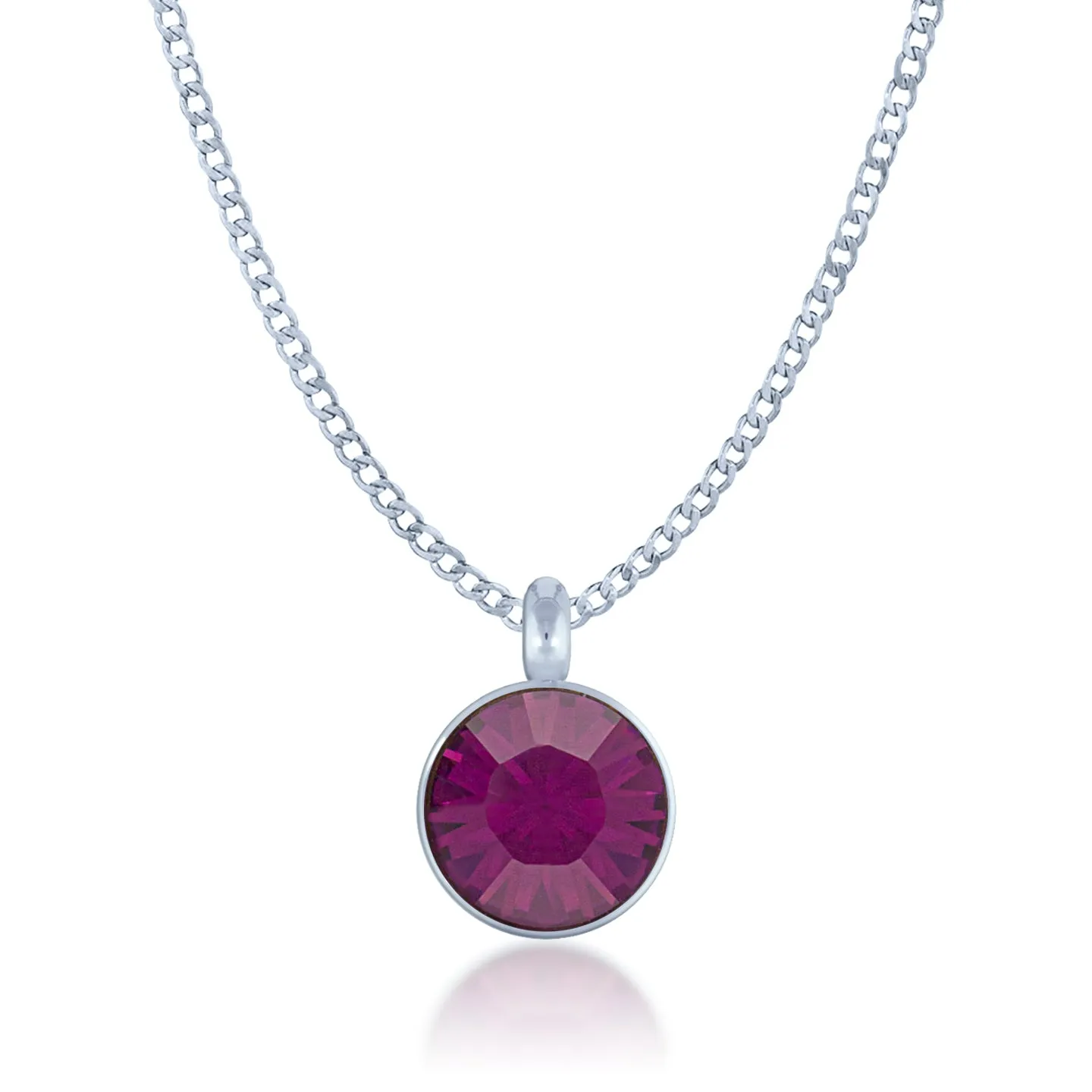Bella Pendant Necklace with Purple Amethyst Round Crystals from Swarovski Silver Toned Rhodium Plated