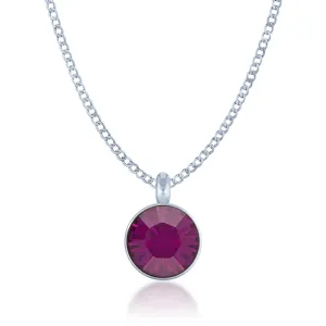 Bella Pendant Necklace with Purple Amethyst Round Crystals from Swarovski Silver Toned Rhodium Plated