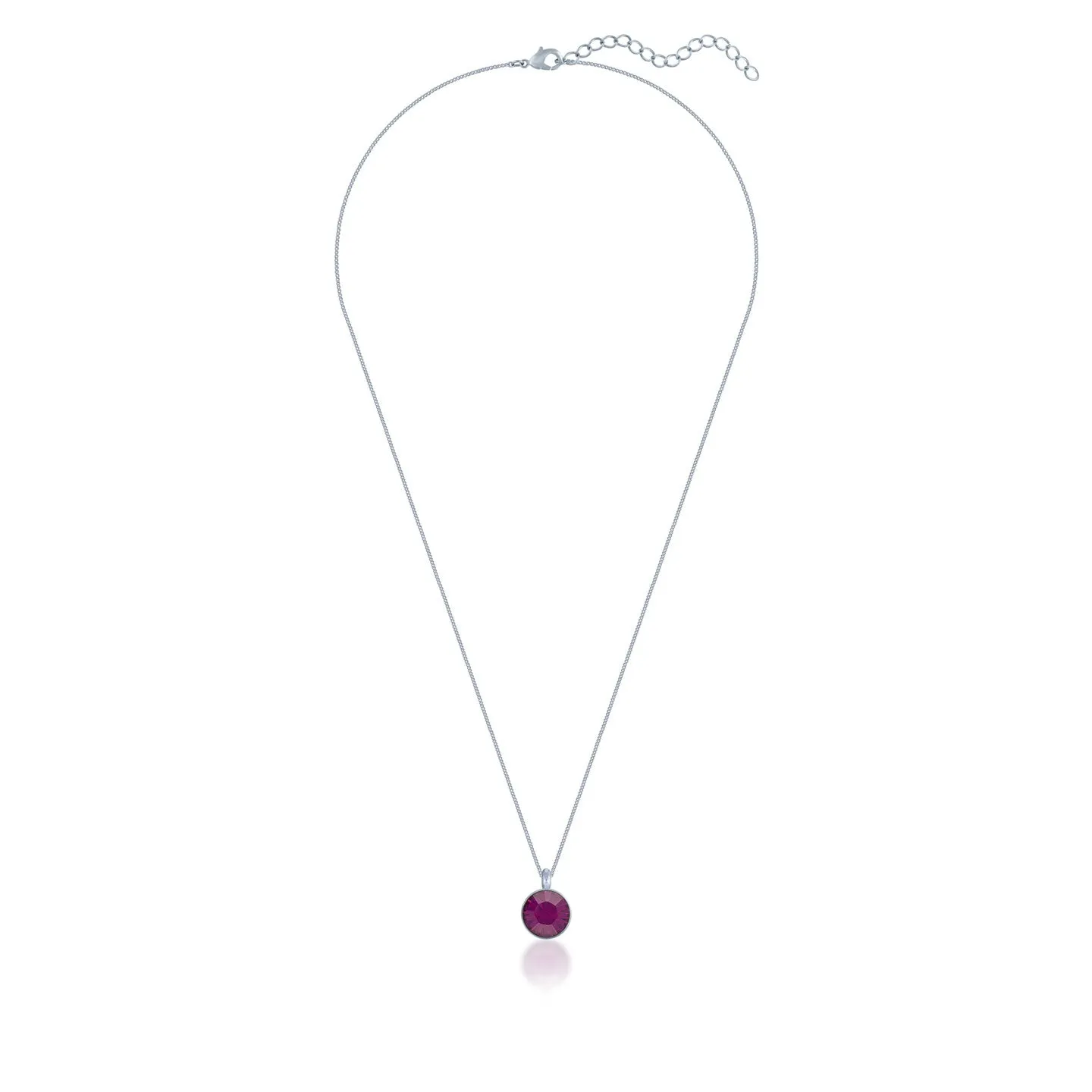 Bella Pendant Necklace with Purple Amethyst Round Crystals from Swarovski Silver Toned Rhodium Plated